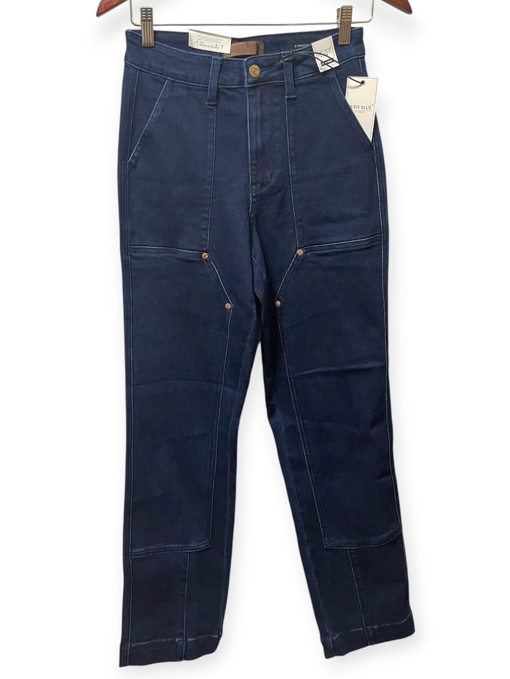Judy Blue Knee Patch High Waist Straight Leg Stretch Comfort Jeans sz 26 NWT
